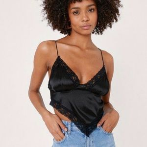 Nasty Gal Black Satin Lace Trim Handkerchief
Crop Top NWT